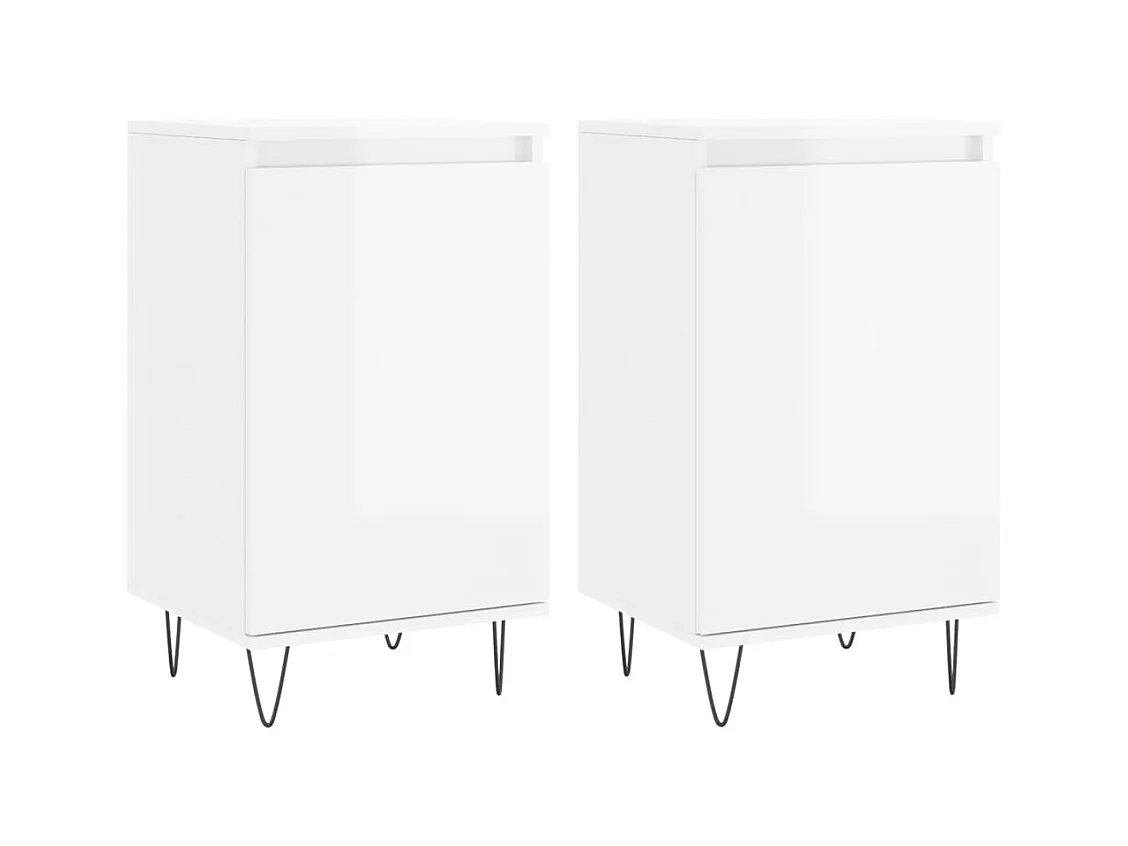 Buffets 2 pcs blanc brillant 40x35x70 bois d'ingénierie