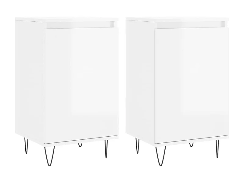 Buffets 2 pcs blanc brillant 40x35x70 bois d'ingénierie