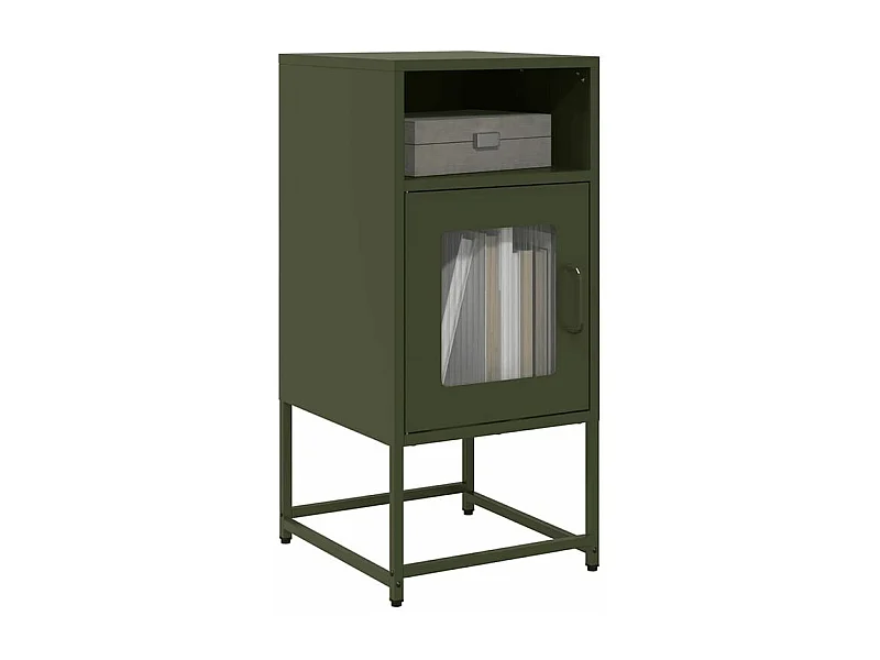 Table de chevet vert olive 36x39x78 acier laminé à froid