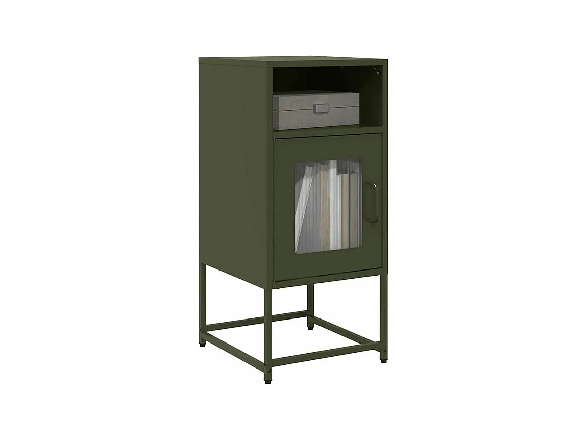 Table de chevet vert olive 36x39x78 acier laminé à froid