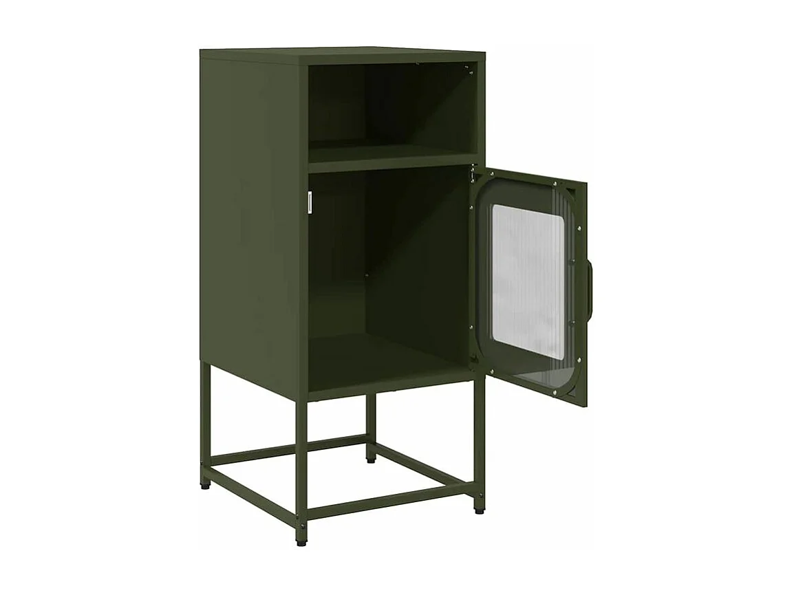 Table de chevet vert olive 36x39x78 acier laminé à froid