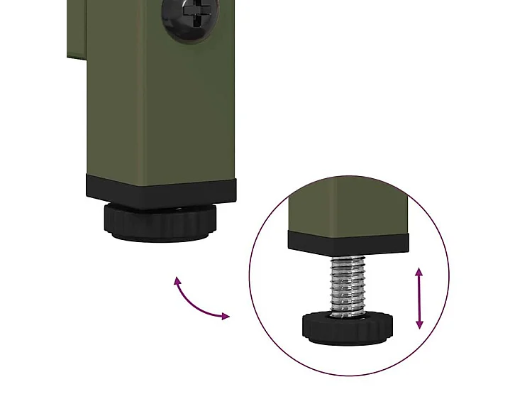 Table de chevet vert olive 36x39x78 acier laminé à froid