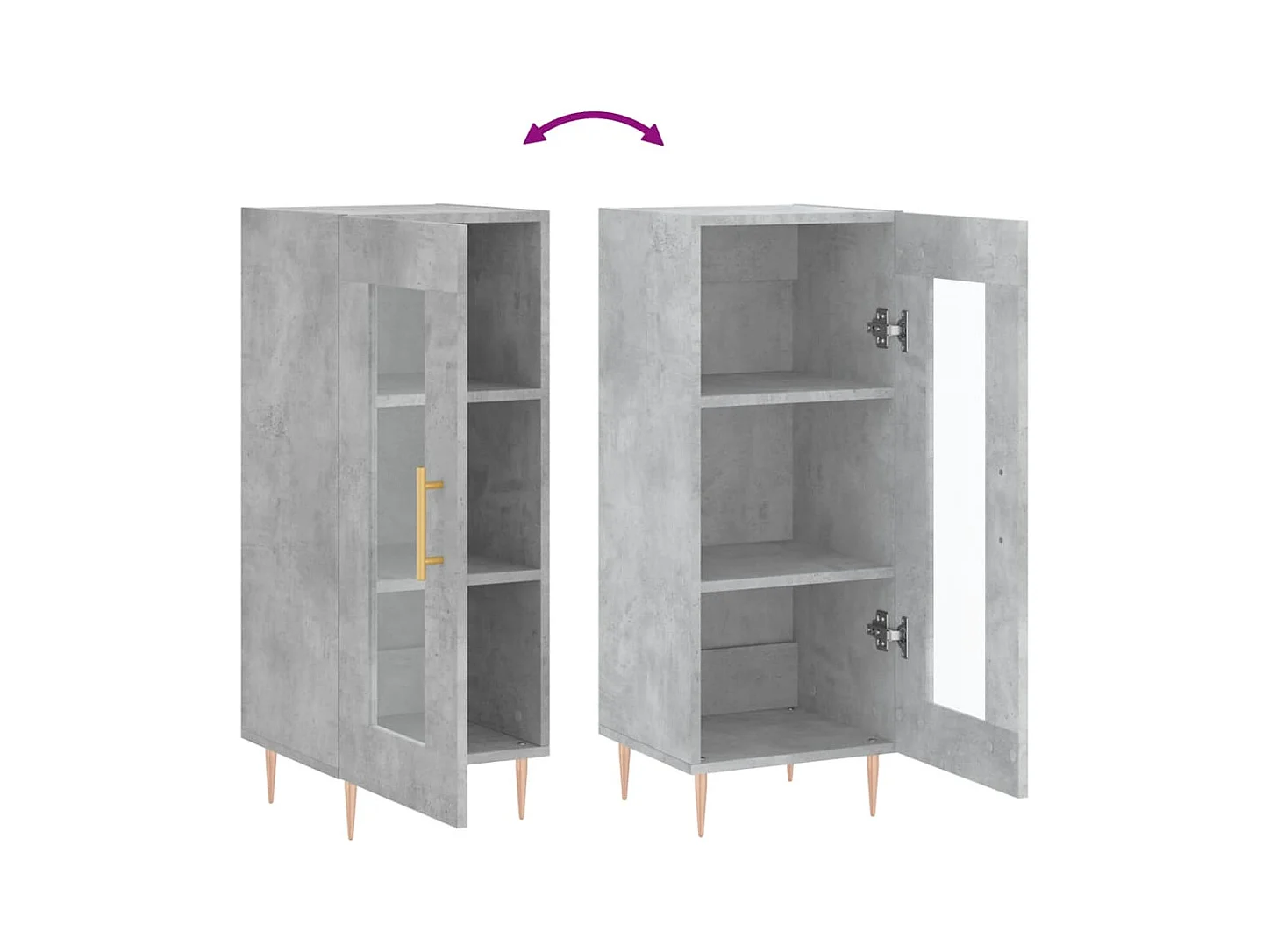 Buffet Gris béton 34,5x34x90 Bois d'ingénierie