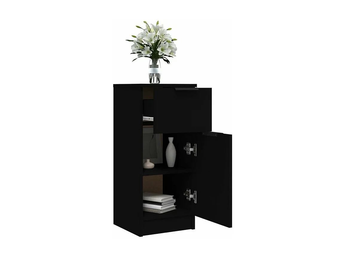 Buffet noir 30x30x70 bois d'ingénierie