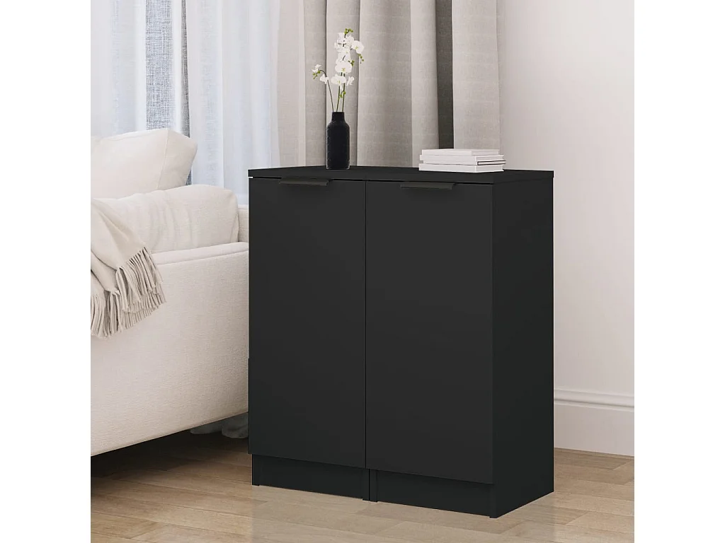 Buffets 2 pcs noir 30x30x70 bois d'ingénierie