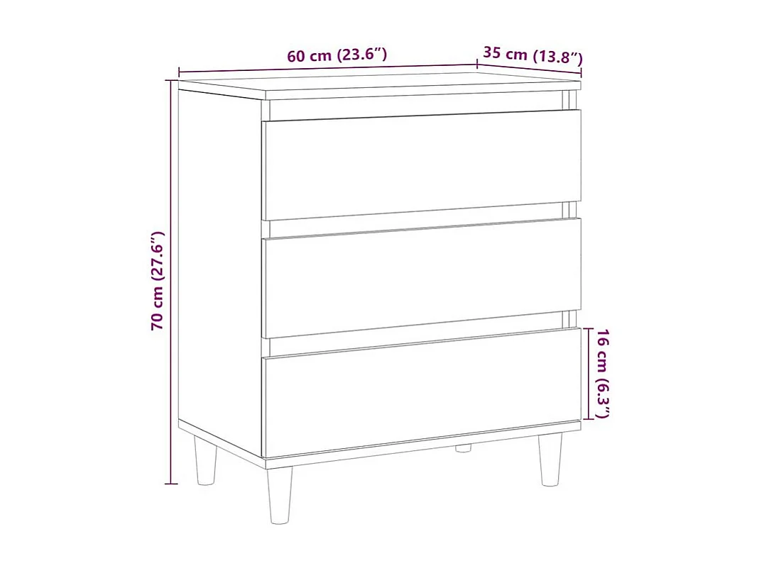 Buffet chêne artisanal 60x35x70 bois d'ingénierie