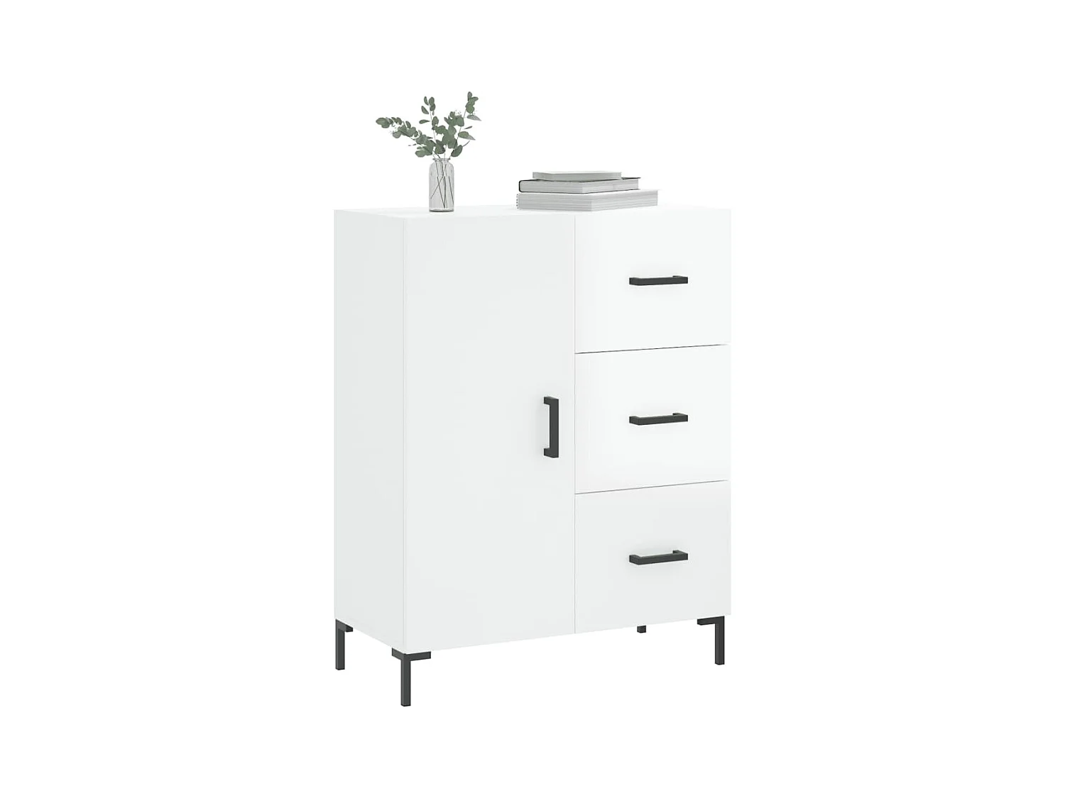 Buffet Blanc brillant 69,5x34x90 Bois d'ingénierie