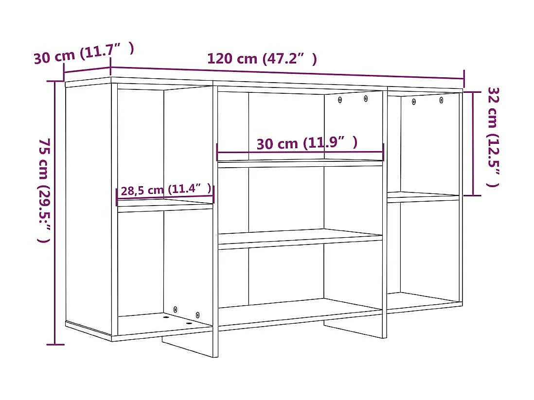 Buffet Chêne Sonoma 120x30x75