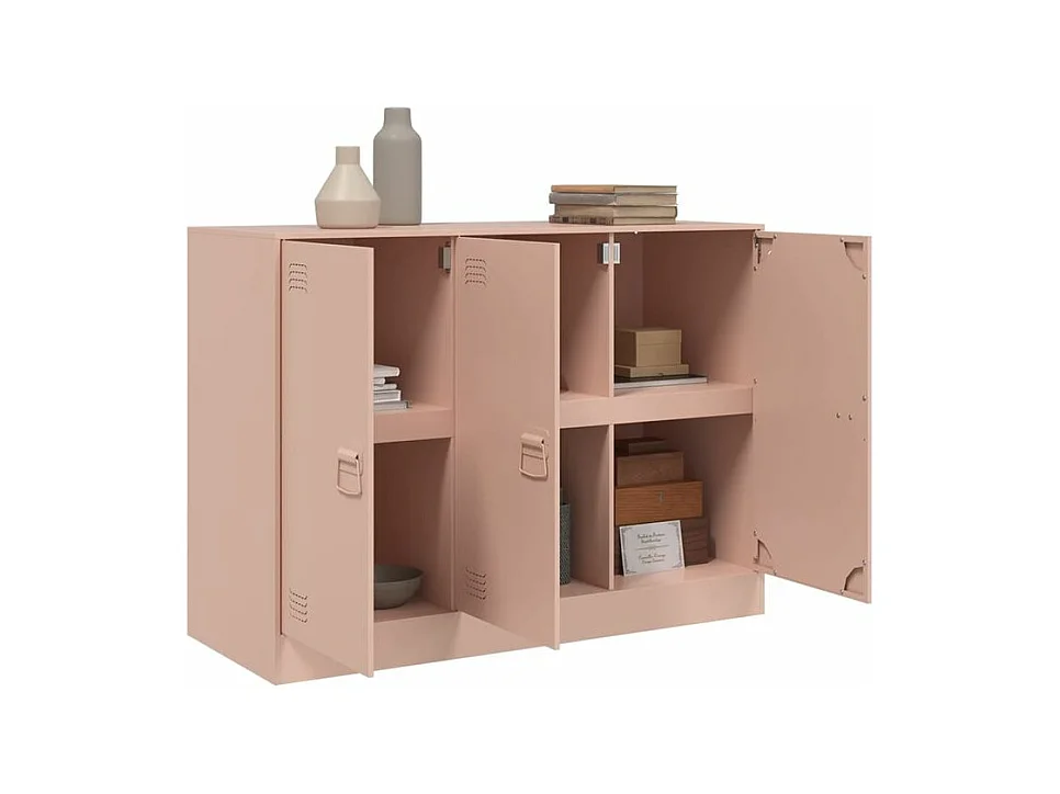 Meuble de rangement 3 portes en acier Lazard 99cm - Style Industriel-Couleur Rose clair