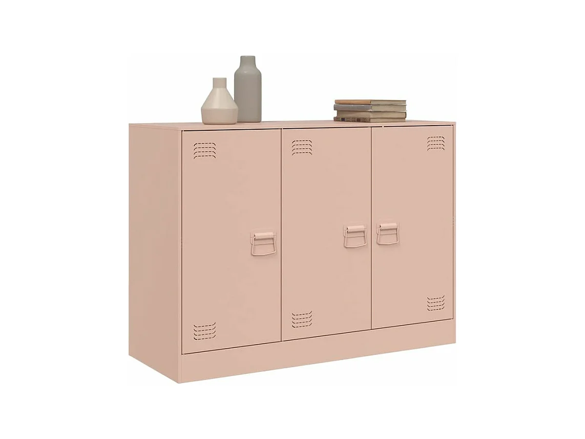 Meuble de rangement 3 portes en acier Lazard 99cm - Style Industriel-Couleur Rose clair