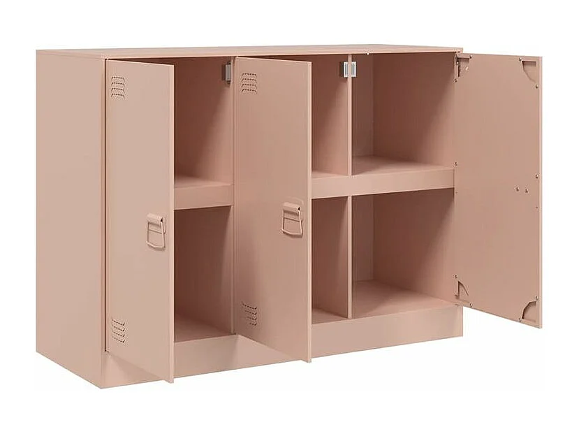 Meuble de rangement 3 portes en acier Lazard 99cm - Style Industriel-Couleur Rose clair