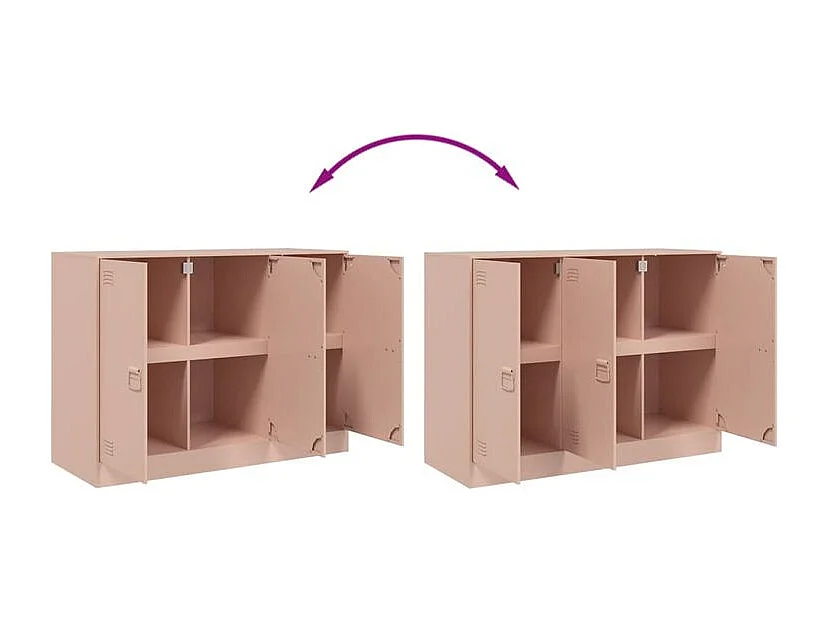 Meuble de rangement 3 portes en acier Lazard 99cm - Style Industriel-Couleur Rose clair