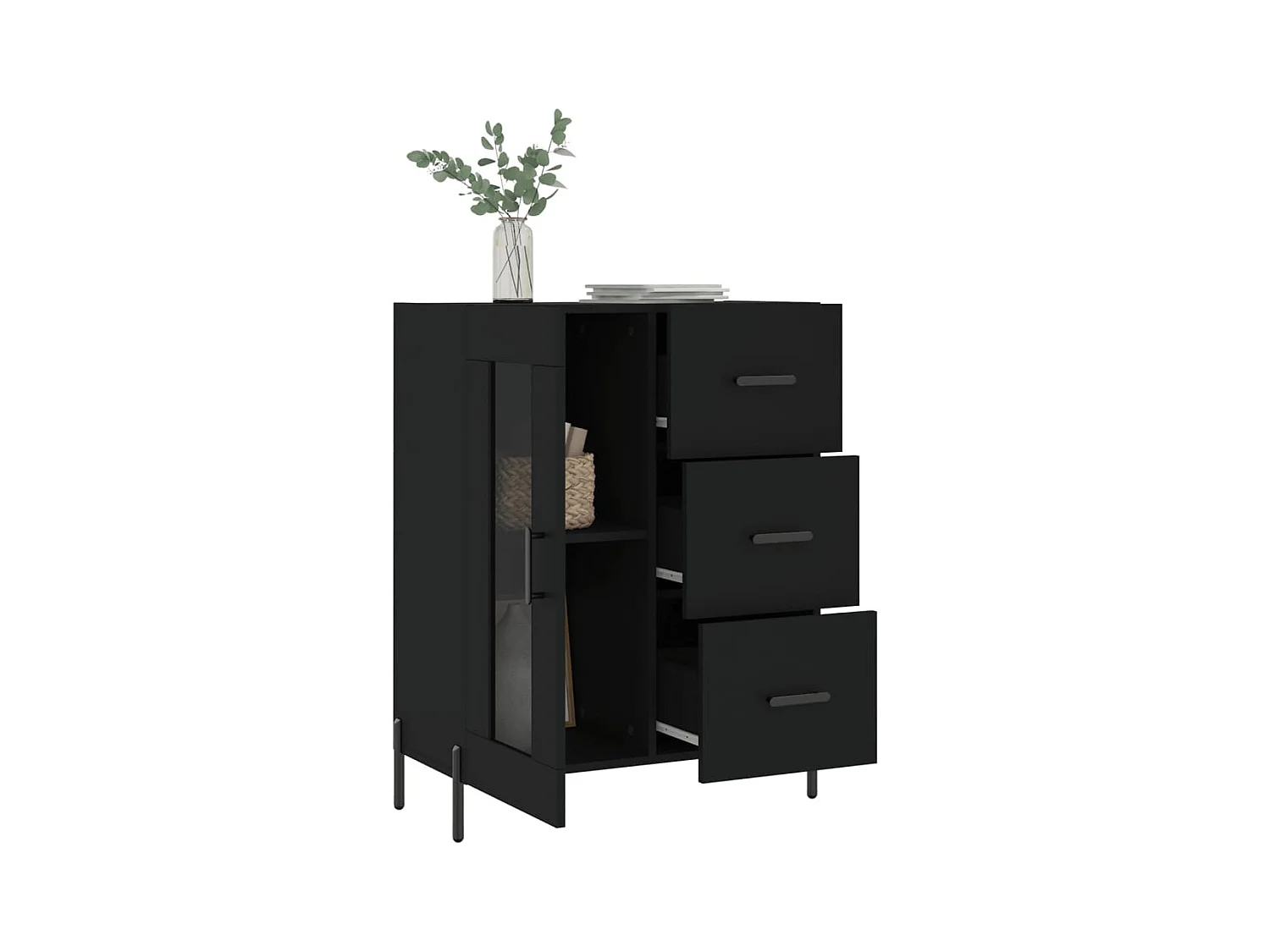 Buffet noir 69,5x34x90 bois d'ingénierie