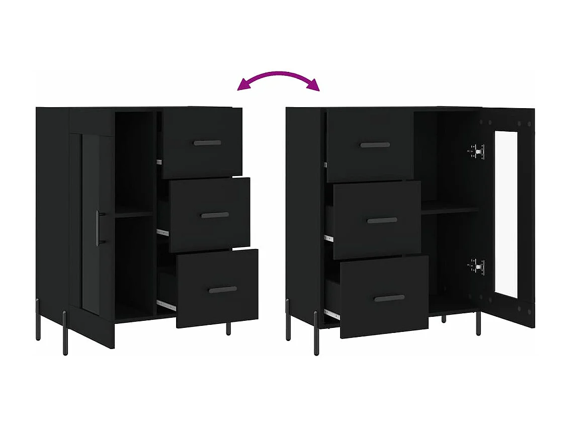 Buffet noir 69,5x34x90 bois d'ingénierie