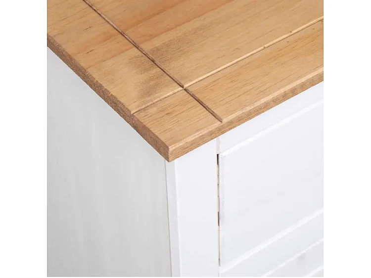 Buffet 3 portes 3 tiroirs en bois de pin massif Autika 135cm – Élégance rustique et praticité-Couleur Blanc