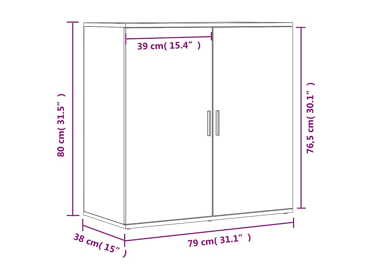 Buffets 2 pcs gris béton 79x38x80 bois d'ingénierie