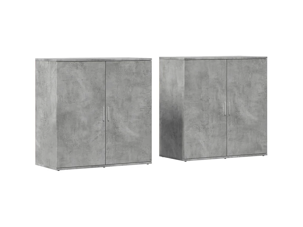 Buffets 2 pcs gris béton 79x38x80 bois d'ingénierie