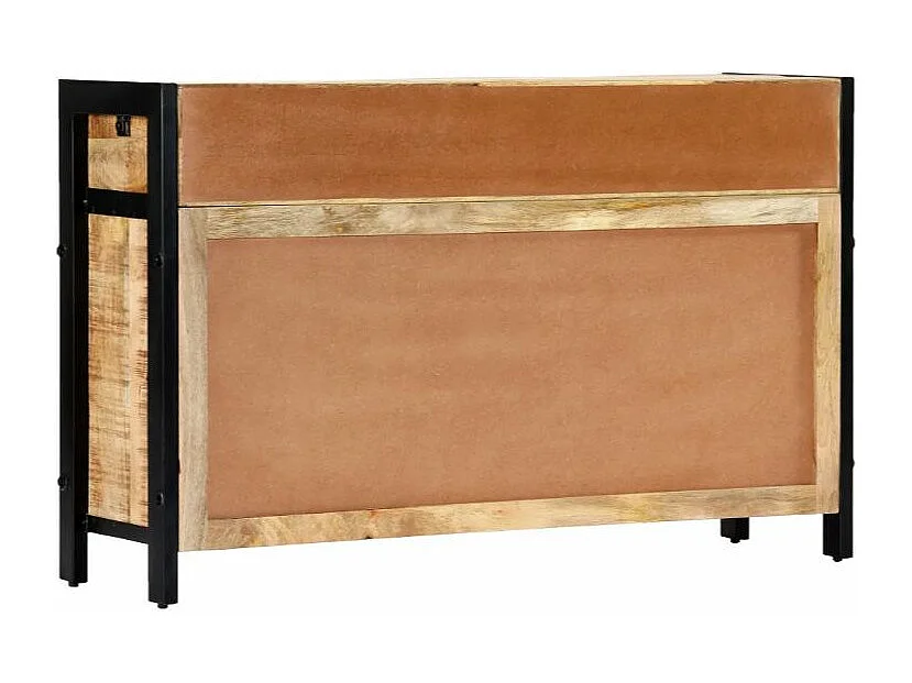 Buffet 3 portes 3 tiroirs manguier massif clair et métal noir Stracco