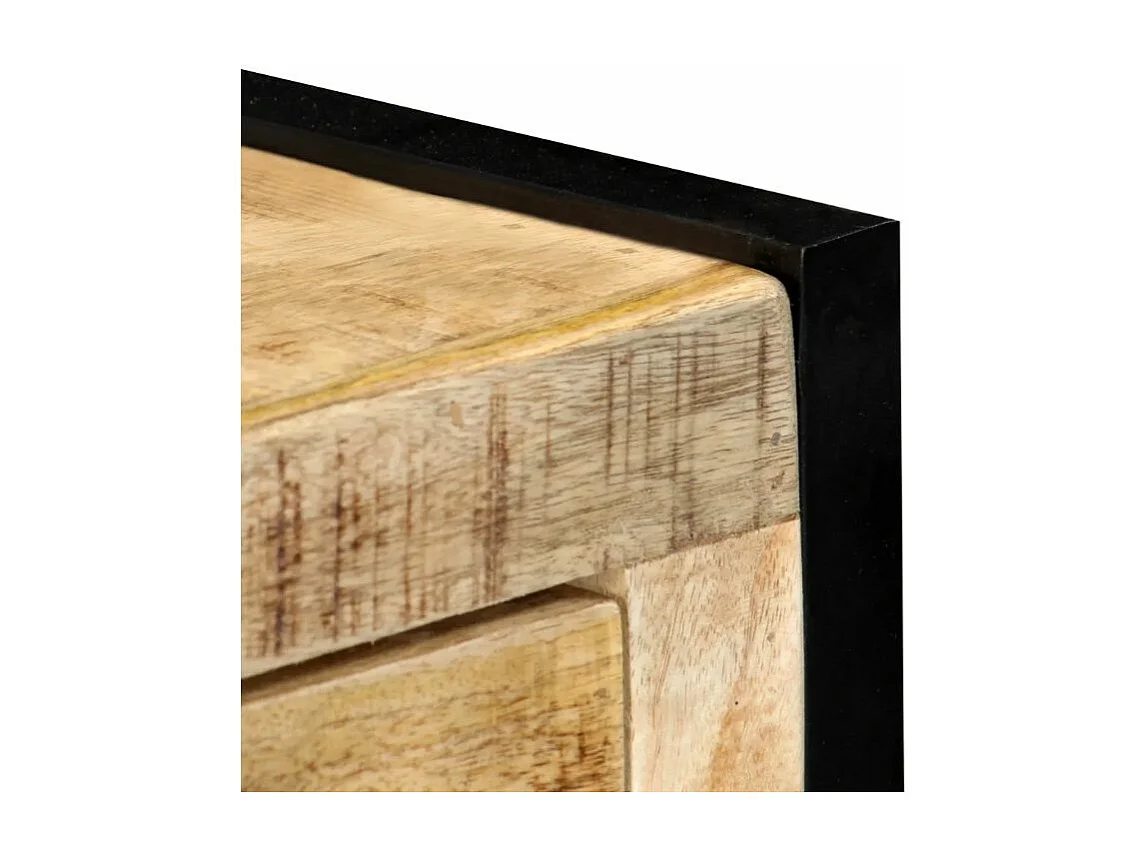 Buffet 3 portes 3 tiroirs manguier massif clair et métal noir Stracco