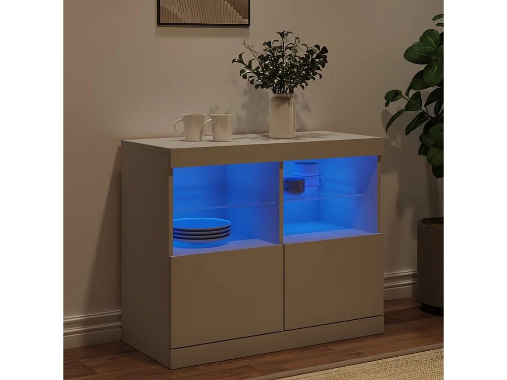 Buffet avec lumières LED blanc 81x37x67