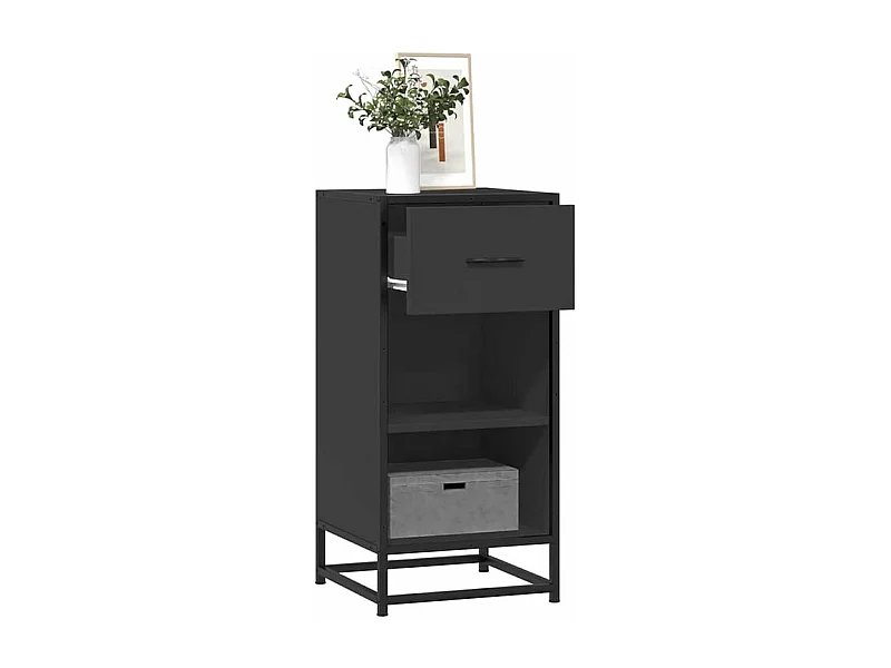 Buffet noir 35,5x35x76 bois d'ingénierie et métal