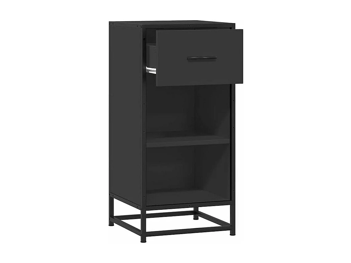 Buffet noir 35,5x35x76 bois d'ingénierie et métal