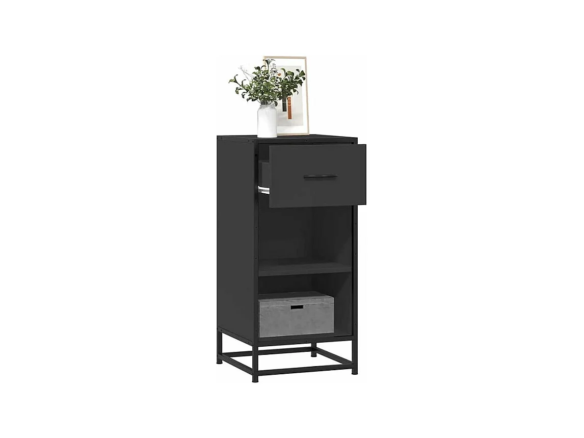 Buffet noir 35,5x35x76 bois d'ingénierie et métal