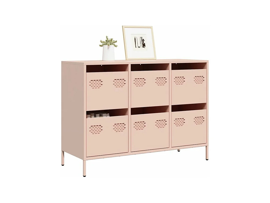 Buffet rose 101,5x39x73,5 acier laminé à froid