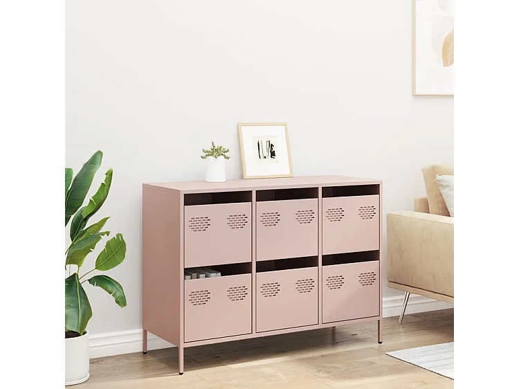 Buffet rose 101,5x39x73,5 acier laminé à froid