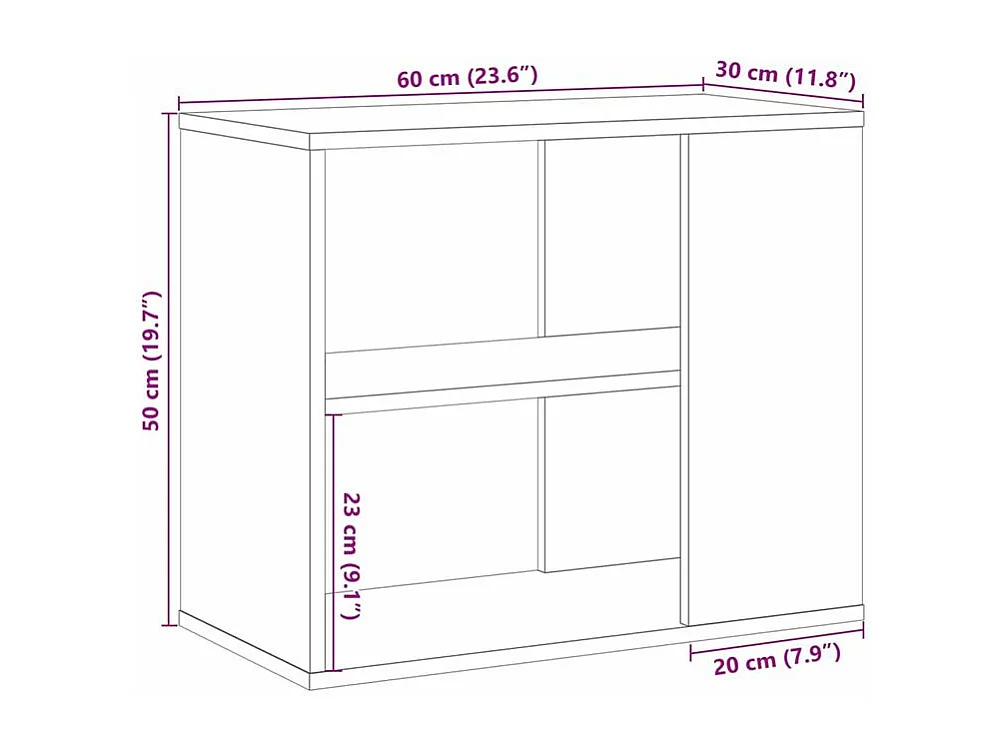 Armoire latérale chêne artisanal 60x30x50 bois d'ingénierie