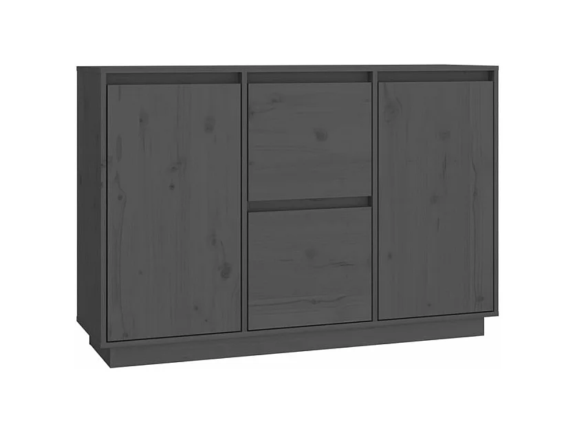 Petit buffet 2 portes 2 tiroirs en bois massif de pin Romane – Style classique et fonctionnel-Couleur Gris