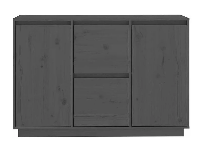 Petit buffet 2 portes 2 tiroirs en bois massif de pin Romane – Style classique et fonctionnel-Couleur Gris