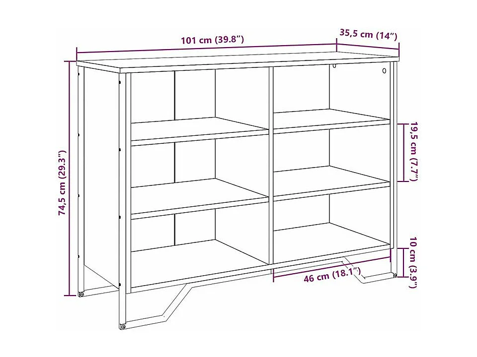 Buffet noir 101x35,5x74,5 bois d'ingénierie