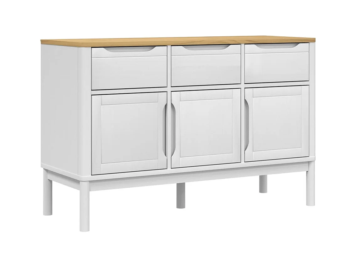 Buffet FLORO blanc 114x43x74 bois massif de pin