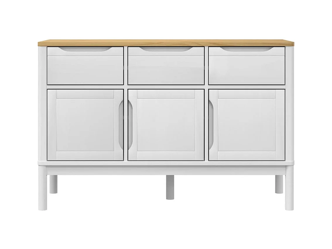 Buffet FLORO blanc 114x43x74 bois massif de pin