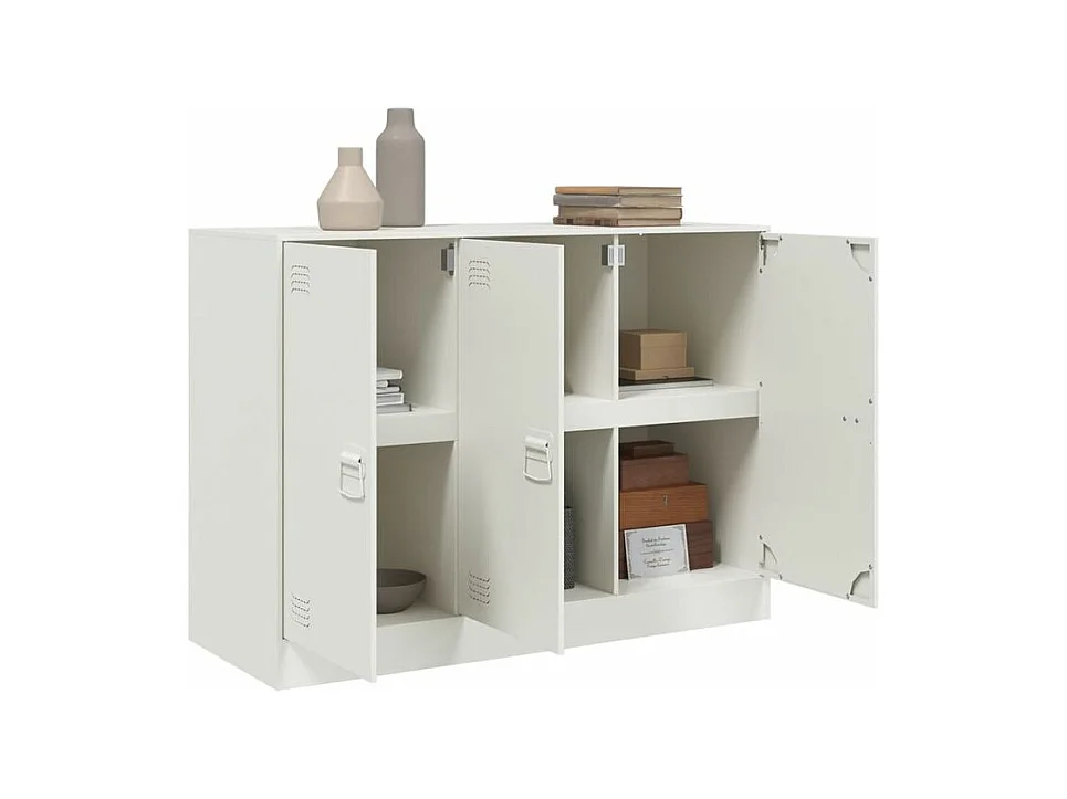 Meuble de rangement 3 portes en acier Lazard 99cm - Style Industriel-Couleur Blanc