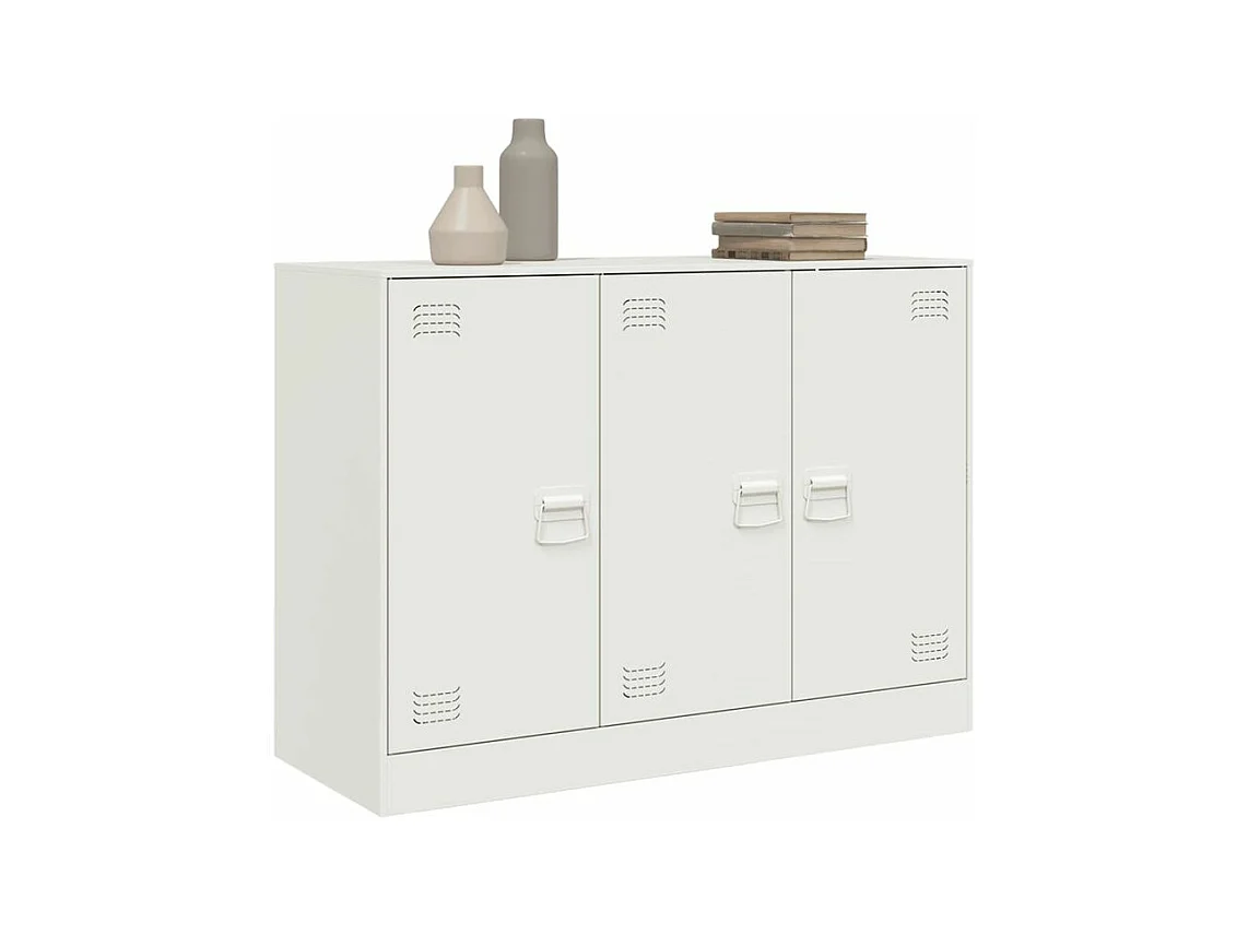 Meuble de rangement 3 portes en acier Lazard 99cm - Style Industriel-Couleur Blanc