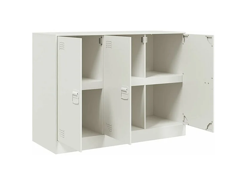 Meuble de rangement 3 portes en acier Lazard 99cm - Style Industriel-Couleur Blanc