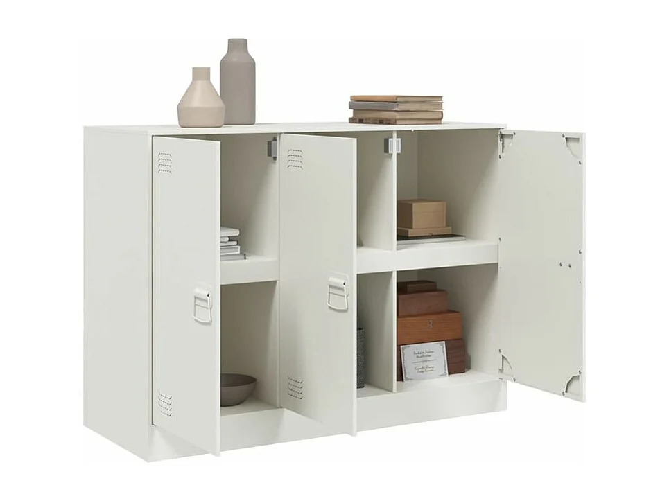 Meuble de rangement 3 portes en acier Lazard 99cm - Style Industriel-Couleur Blanc
