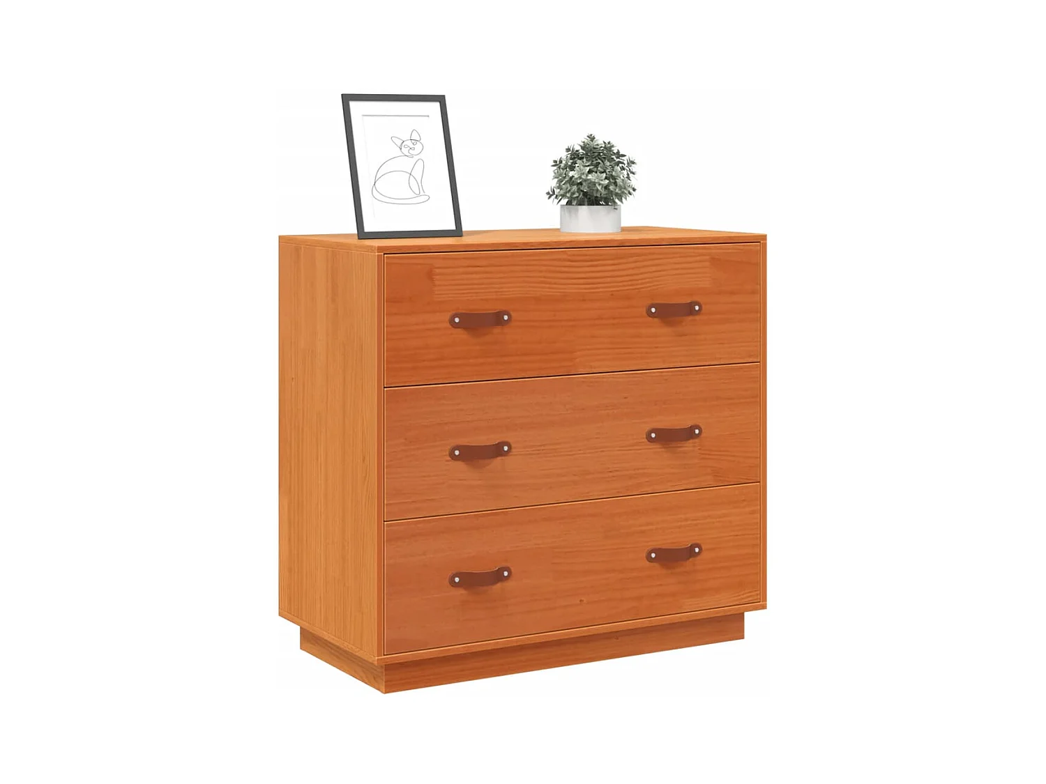 Buffet marron 80x40x75 bois massif de pin