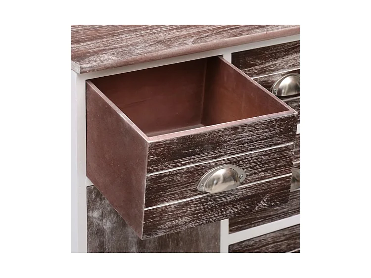 Buffet 2 portes 10 tiroirs paulownia et peuplier massif blanc et foncé Amatar