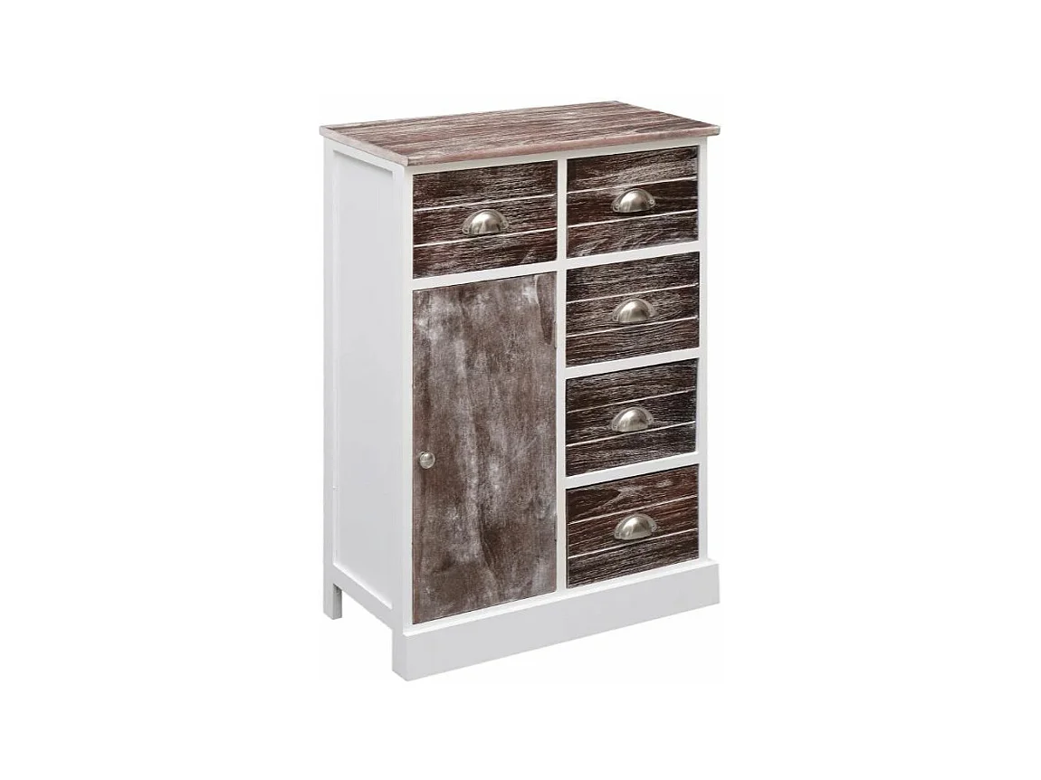 Buffet 2 portes 10 tiroirs paulownia et peuplier massif blanc et foncé Amatar