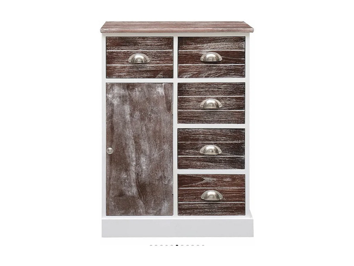 Buffet 2 portes 10 tiroirs paulownia et peuplier massif blanc et foncé Amatar