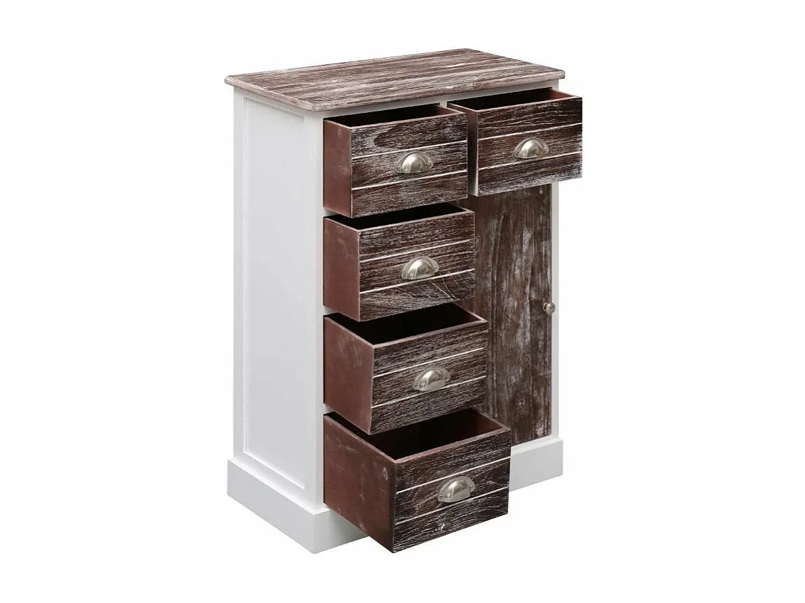 Buffet 2 portes 10 tiroirs paulownia et peuplier massif blanc et foncé Amatar