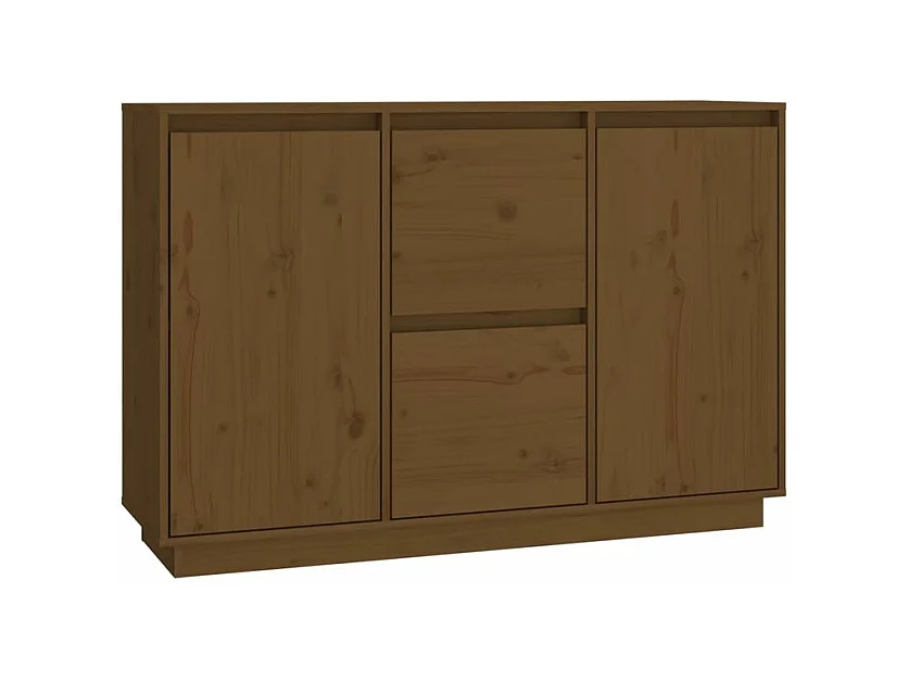 Petit buffet 2 portes 2 tiroirs en bois massif de pin Romane – Style classique et fonctionnel-Couleur Marron