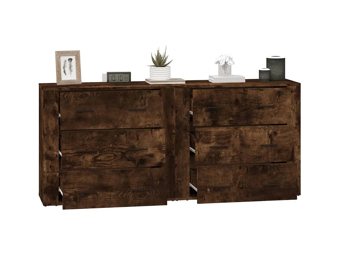 Buffets 2 pcs chêne fumé bois d'ingénierie