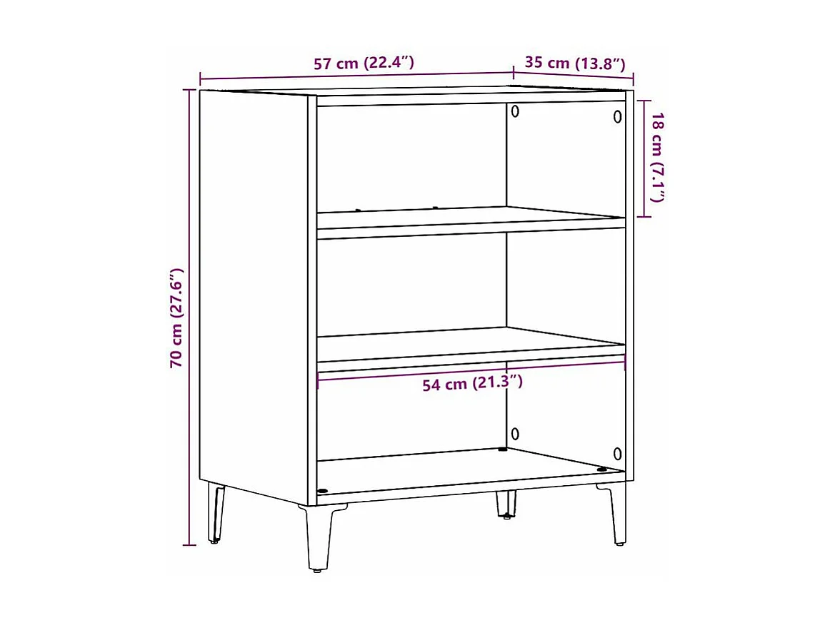 Buffet chêne artisanal 57x35x75 bois d'ingénierie