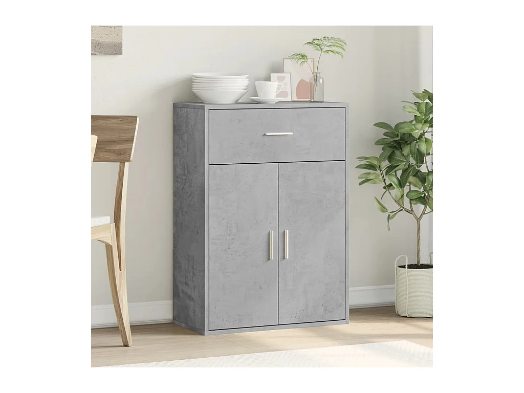 Buffet gris béton 60x30x84 bois d'ingénierie