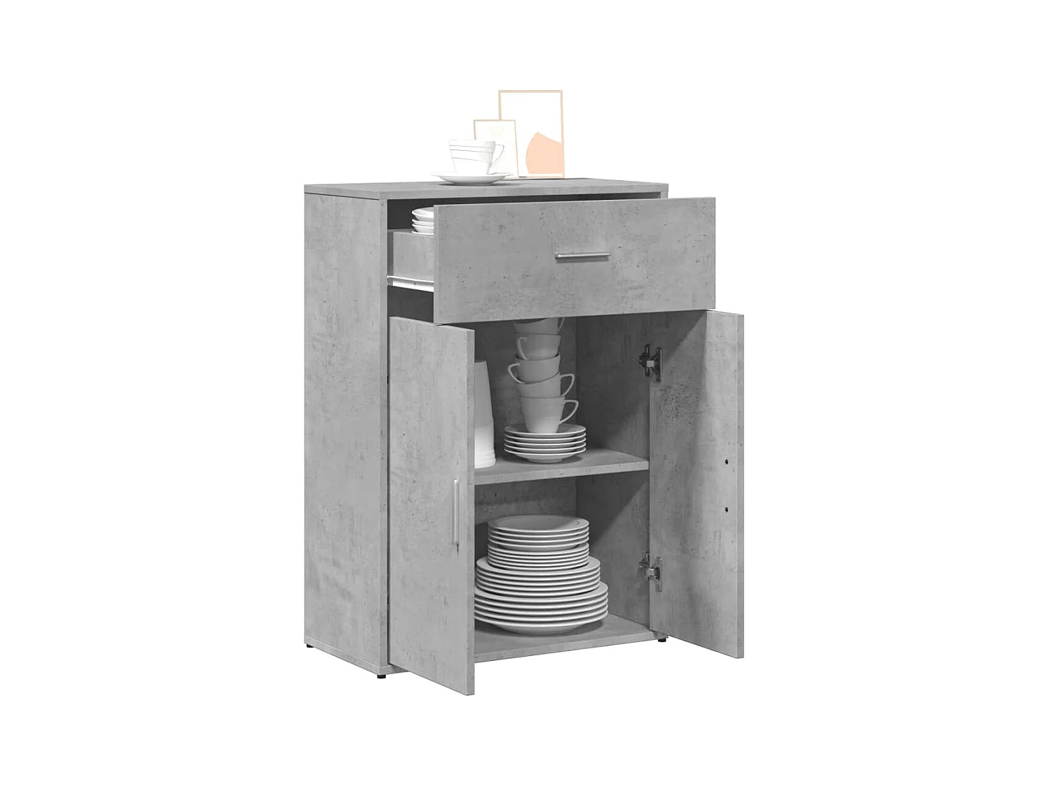 Buffet gris béton 60x30x84 bois d'ingénierie