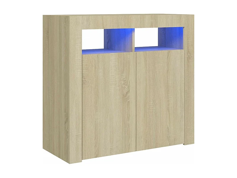 Buffet avec lumières LED Chêne sonoma 80x35x75